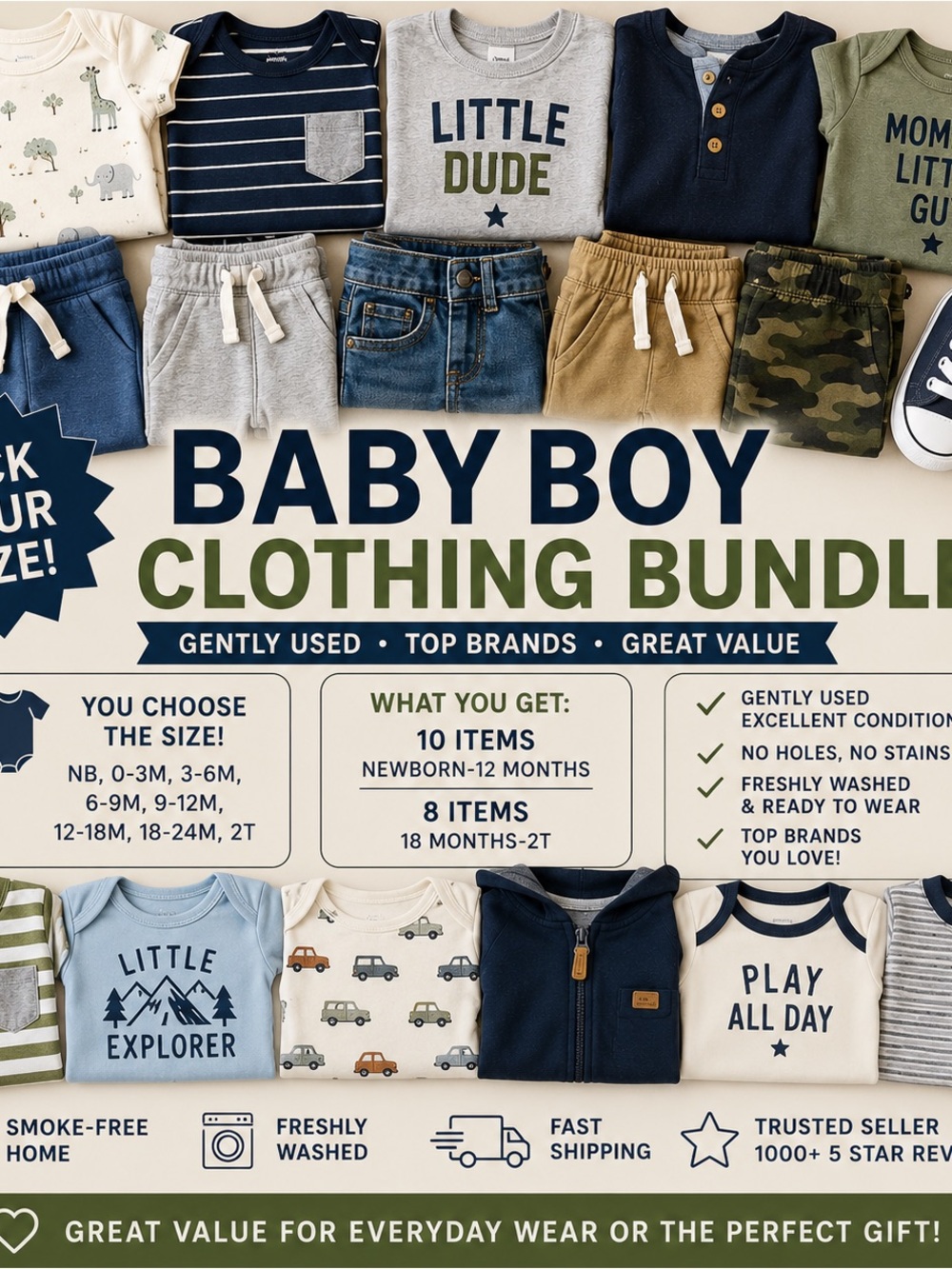 Baby Boy Clothes Bundle | Choose Your Size | Carter’s, Nike, Old Navy & More!